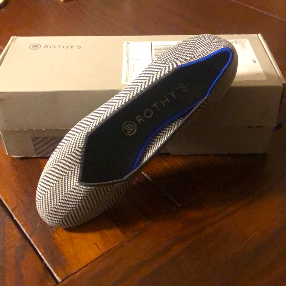 Rothy’s Sz 8: The Flat in Flannel Grey Herringbone